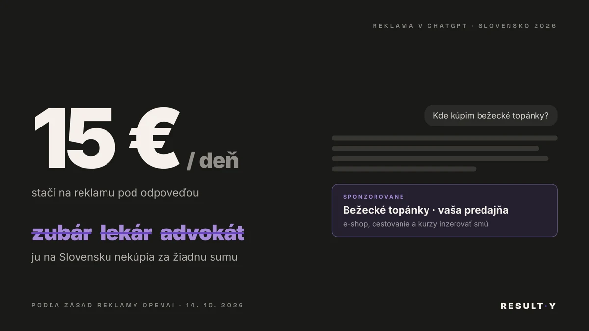 Reklama v ChatGPT stojí od 15 € denne, no zubár, lekár ani advokát si ju na Slovensku nekúpia