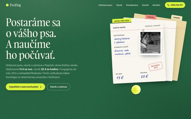 Web: Hotel a výcvik psov